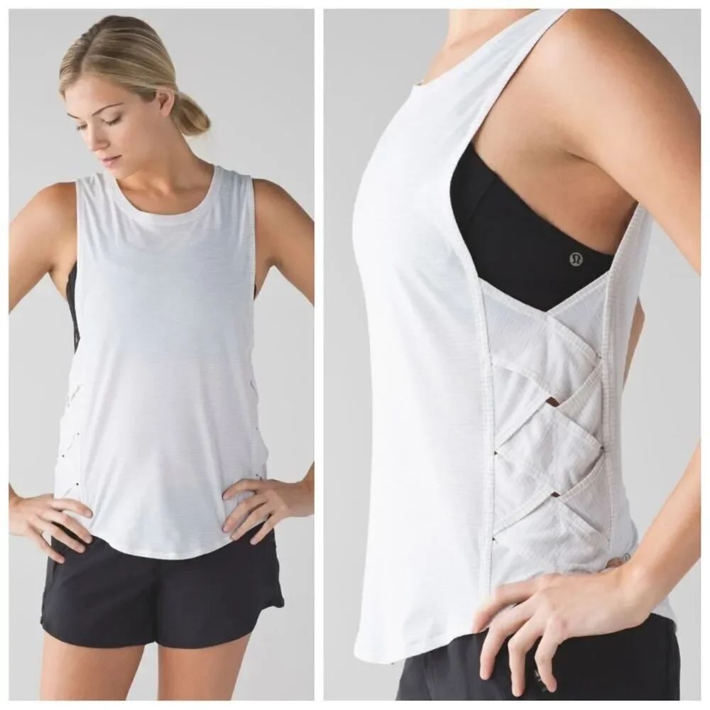 Lululemon Var-City Muscle Tank Heathered White